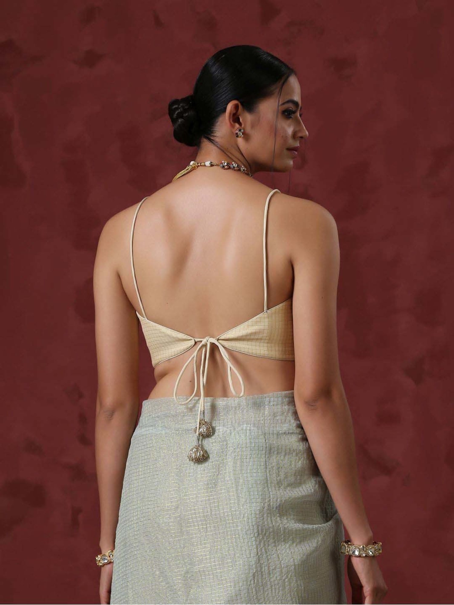 Swtantra Cream Plain Readymade Blouse