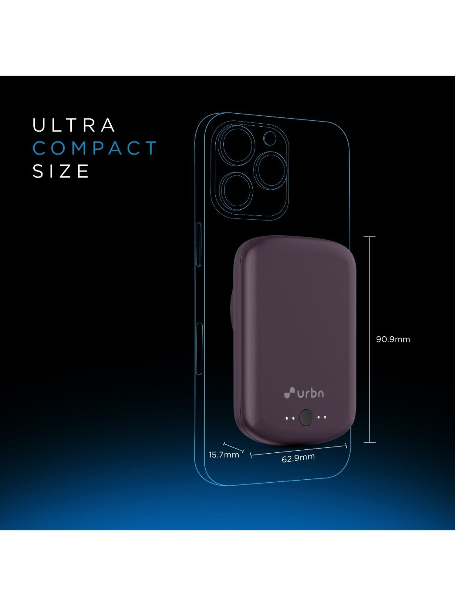 URBN 5000 mAh 15W Compact Magsafe Power Bank w MagTag Ring(Purple)