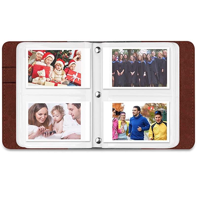 Mini Photo Album for 3Inch Film 104 Pockets Album for Fujifilm Instax Mini 11Mini 9Mini Link PrinterMini LiPlay Canon Ivy CLIQ Polaroid Kodak Instant Print Camera Vintage Brown
