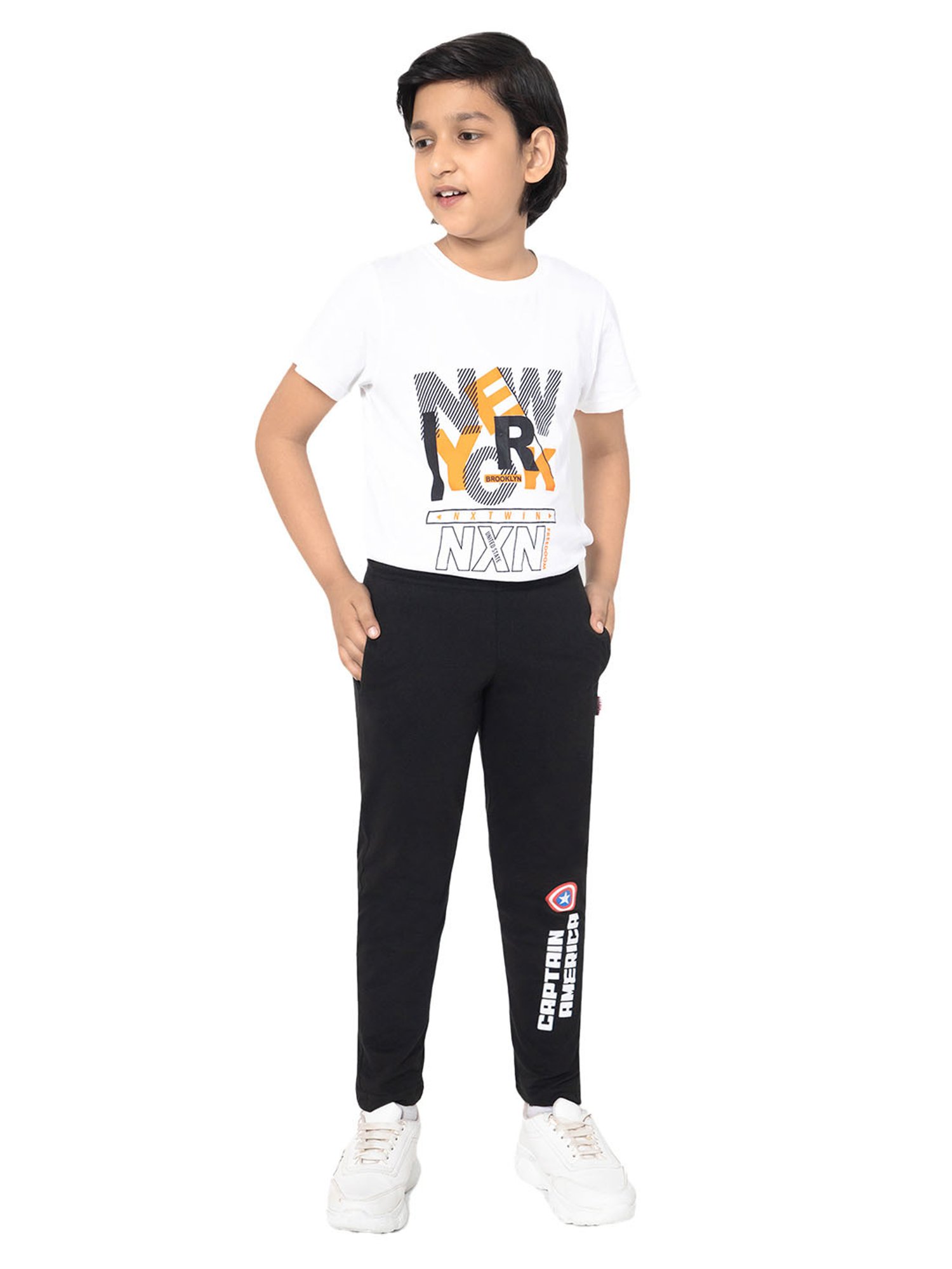 Bodycare Boys Black Graphic Print Trackpants