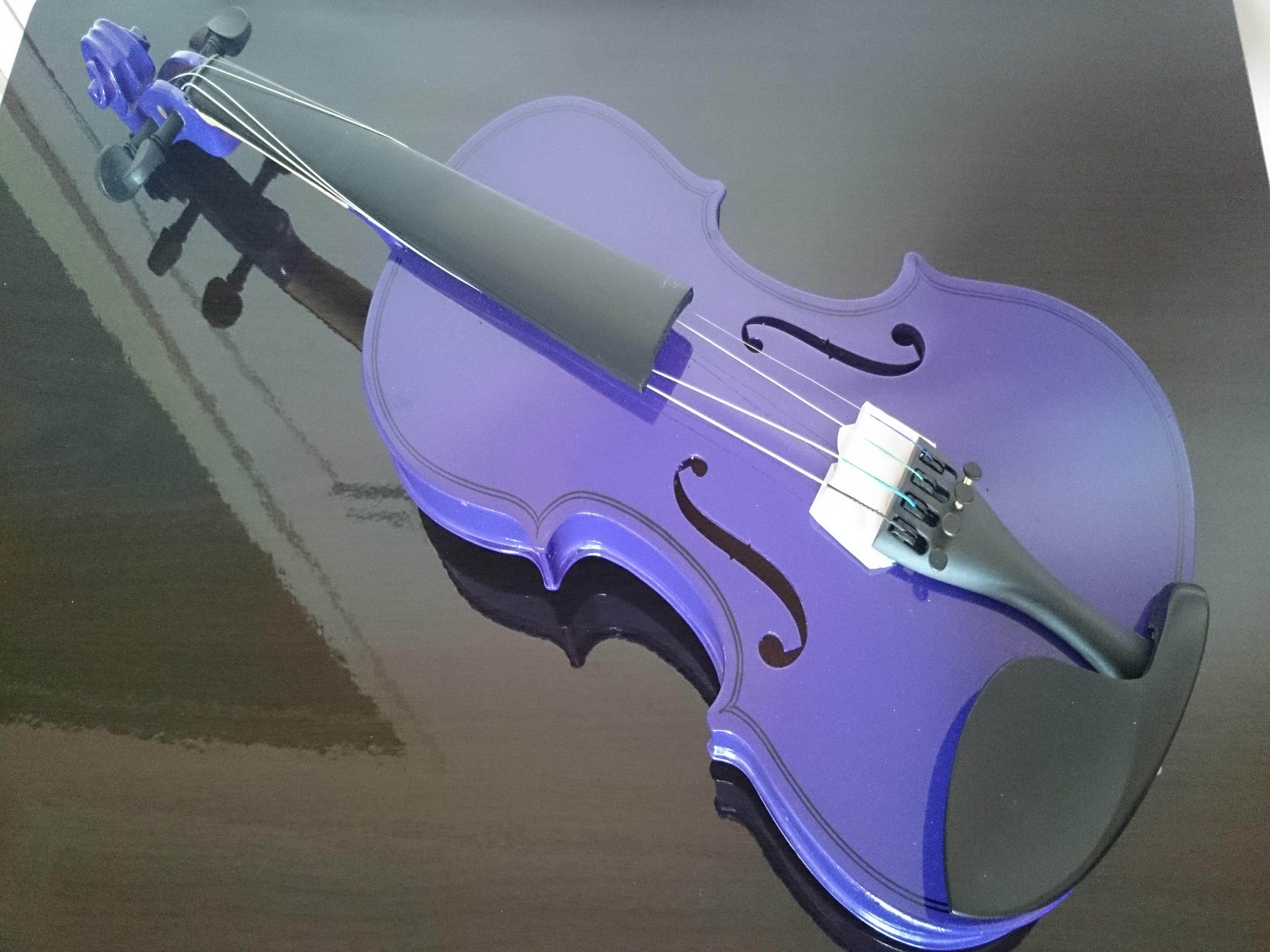 Student Acoustic Violin Full 4/4 Maple Spruce with Case Bow Rosin Purple Color