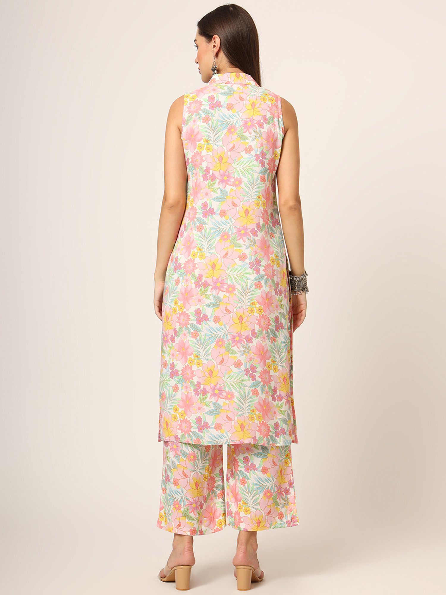 Divena Pink Printed Kurta Pant Set