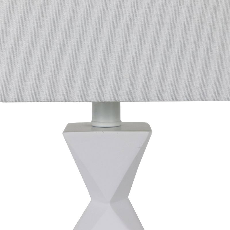 20.5" Knox Stacked Diamond Tale Lamp Satin White - Decor Therapy