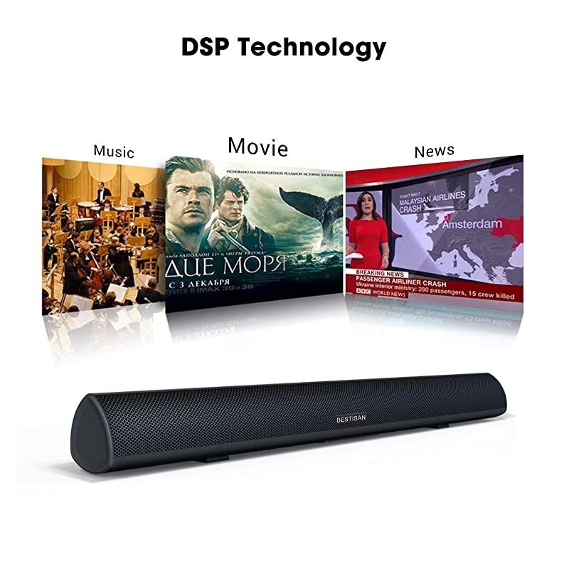 Bar, Bestisan 80W Home Theater bar System with IR Remote Function, Wired and Wireless Bluetooth 5.0 Audio Speaker (Treble/Bass Adjustable,34-Inch, 2019 Beef Up Version)