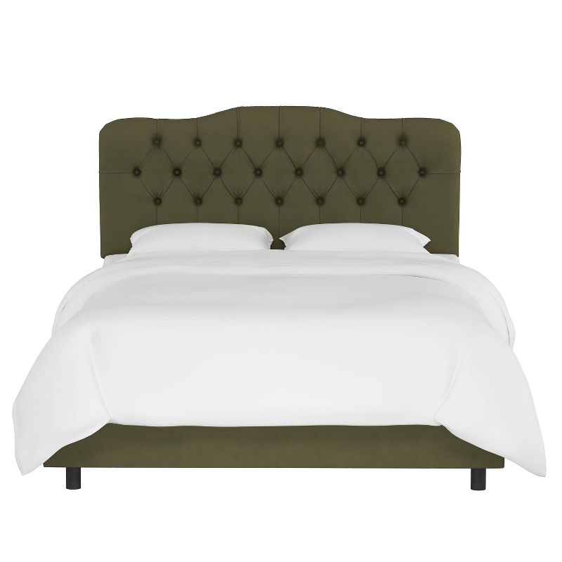 Twin Tufted Bed Velvet Loden - Skyline Furniture