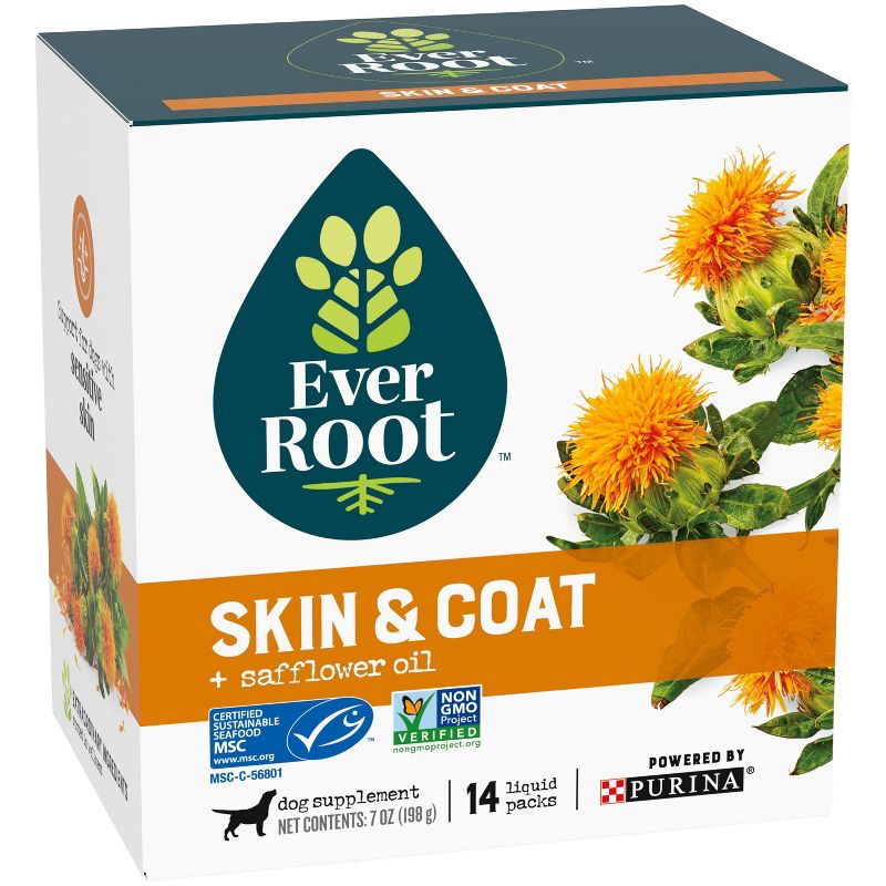 Purina EverRoot Natural, Organic Skin & Coat Dog Supplement Liquid Packs - 14ct