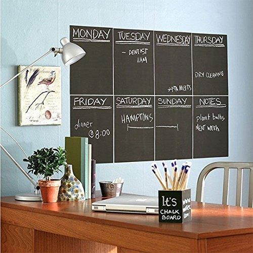 Extra Large Chalkboard Contact Paper Vinyl Wall Decal Poster (6.5 Feet) Blackboard Roll Adhesive Chalk Board Paint Alternative w/Bonus Chalks - Peel and Stick Black DIY Wallpaper Sizes 17.8" X 78.7"