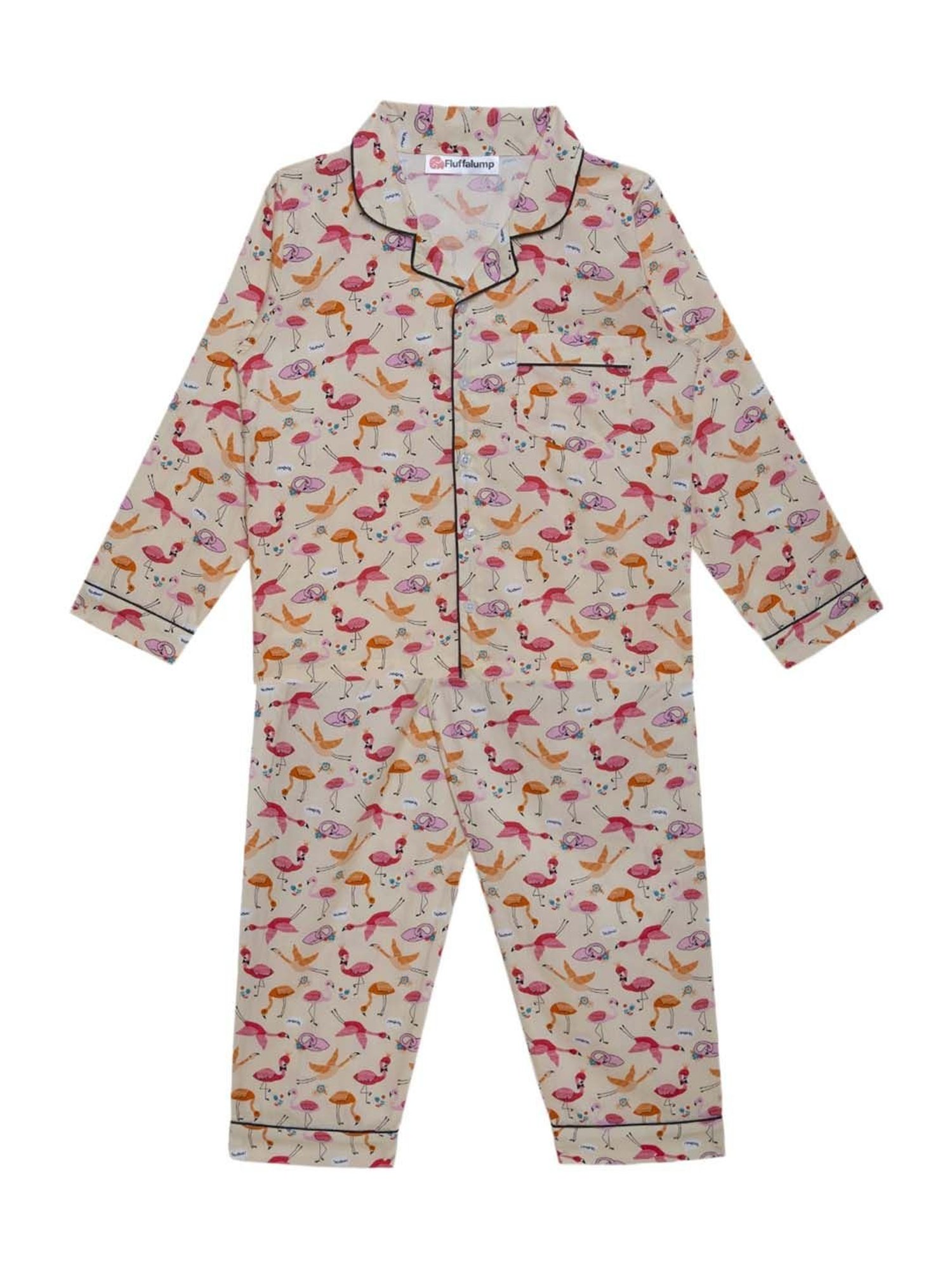 Fluffalump Boys Multicolor Cotton Printed Nightwear Top & Pants Set