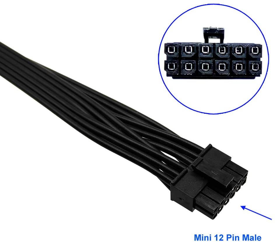 Replaement for Dual PCIe 8 Pin Male to Mini 12 Pin NVIDIA GeForce RTX 30 Series GPU Power Adapter Cable for EVGA Seasonic Modular PSUs 12-inch(30cm)