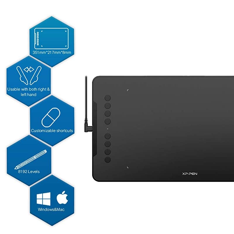 Deco Pro Medium 11x6 Inch Digital Graphics Drawing Tablet Ultrathin Digital Pen Tablet with Tilt Function,8 Shortcut Keys,Battery-Free Stylus 8192 Pen Pressure