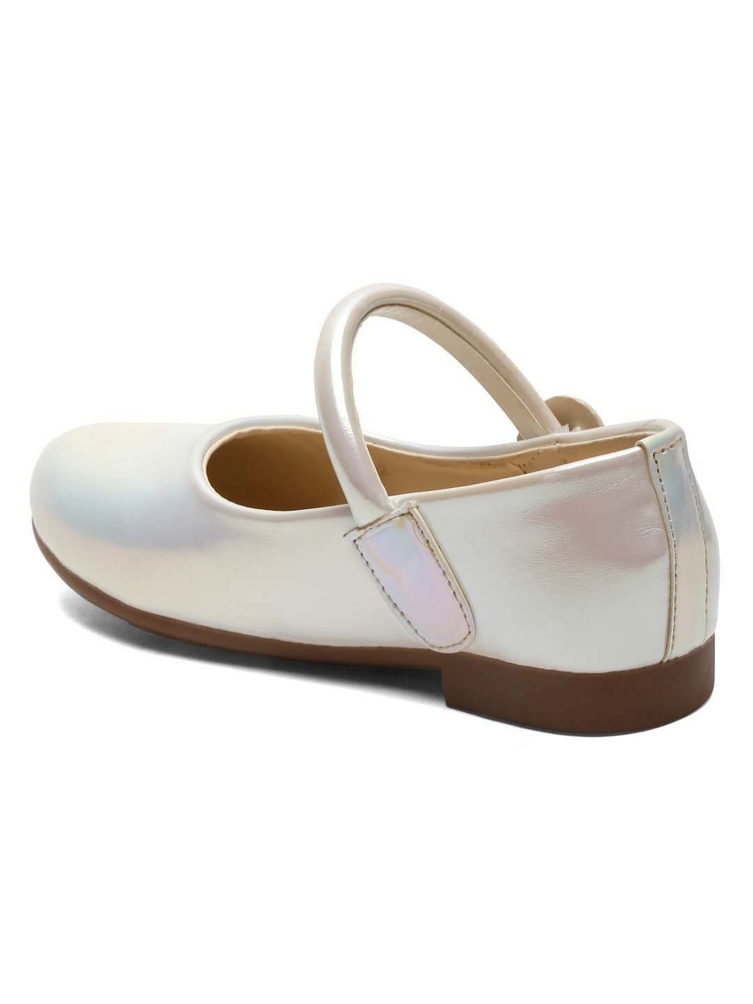 Tiny Bugs Girls Off White & Pink Party Wear Slip Ons