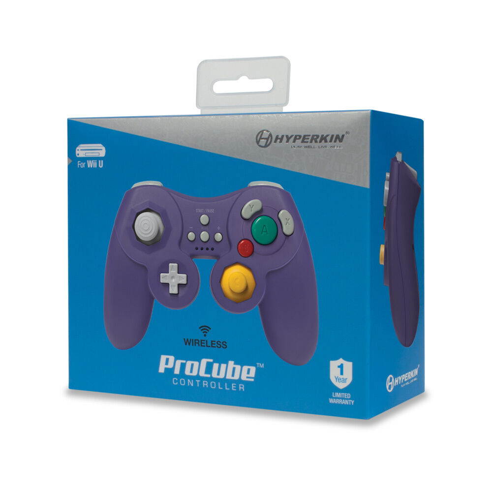 Wii U Wireless GameCube Style Controller ProCube (Purple) Hyperkin NEW