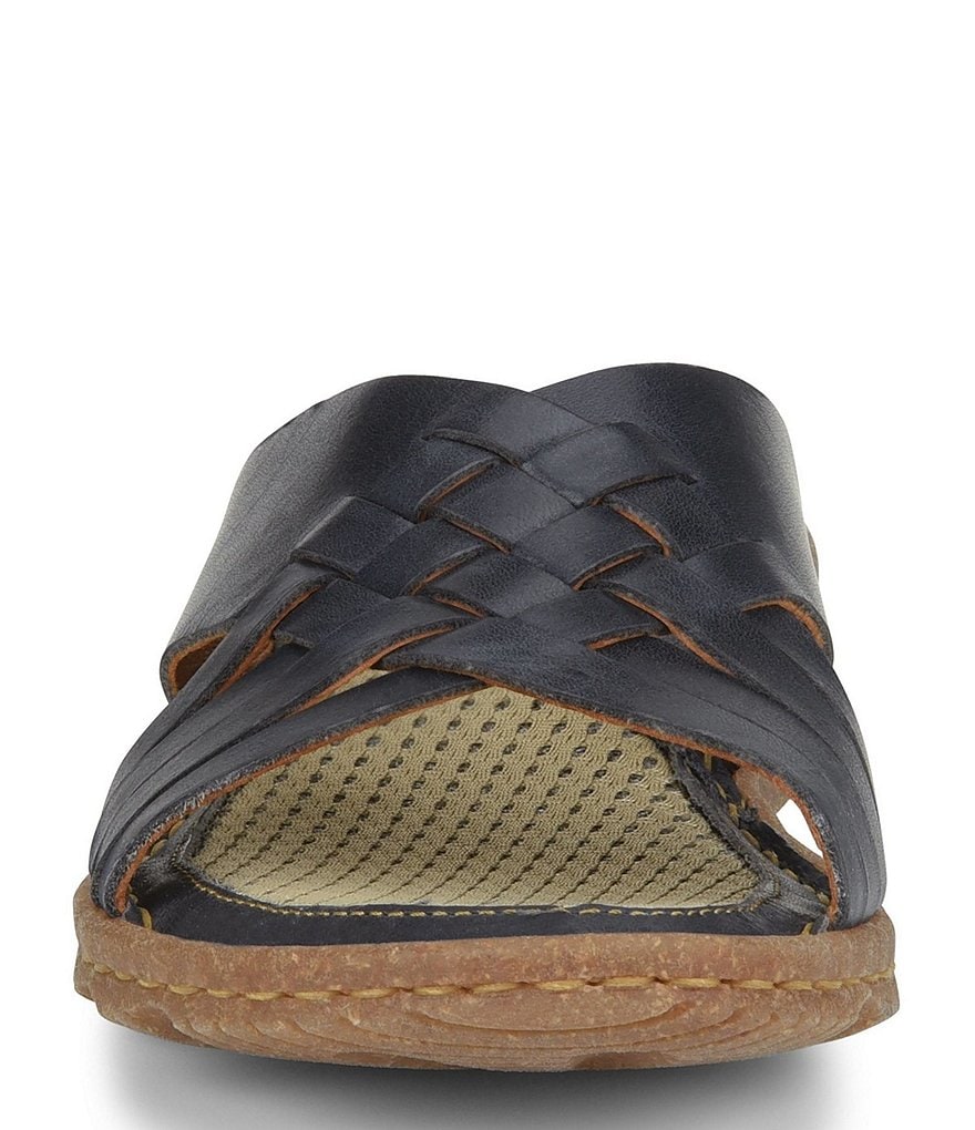 Born Basia Woven Leather Slide Sandals
