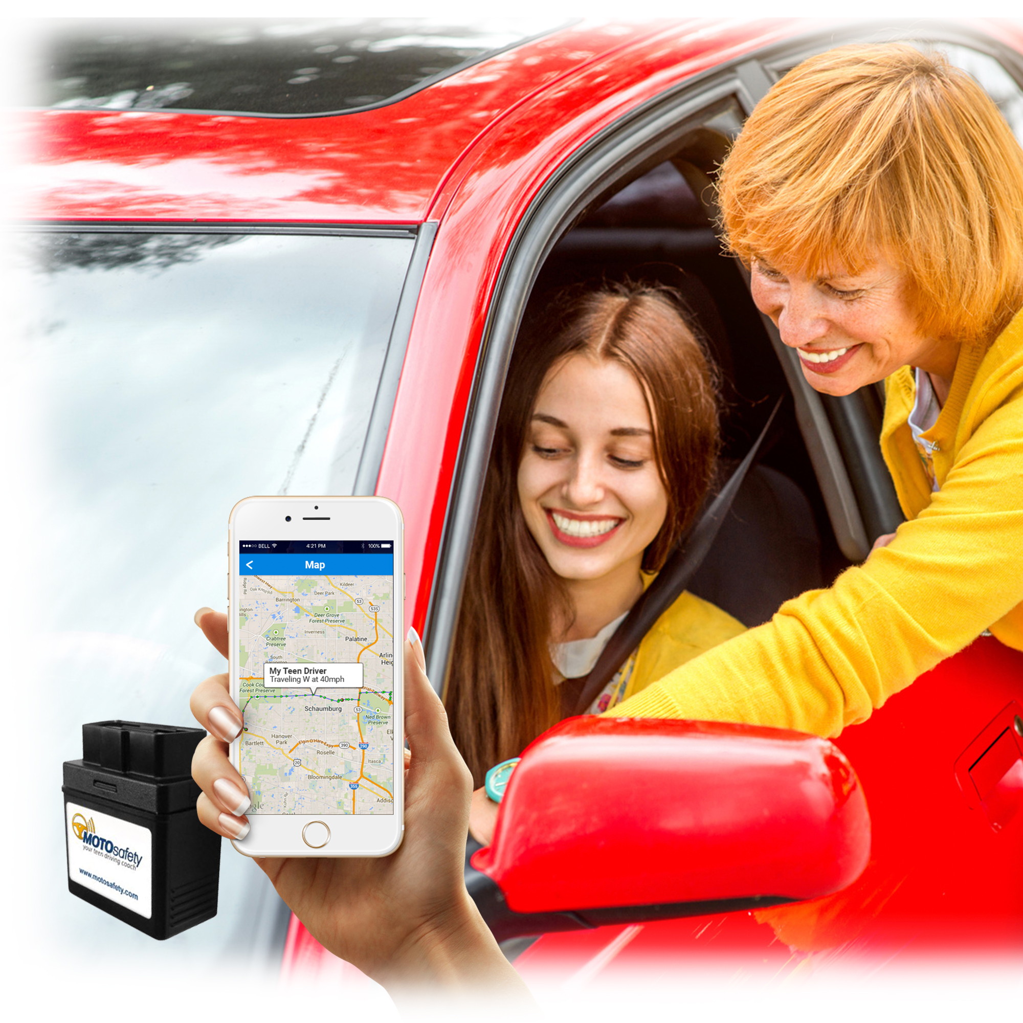 MOTOsafety Teen GPS Tracking OBD Device & Driving Coach with Free Month of 3G GPS Service