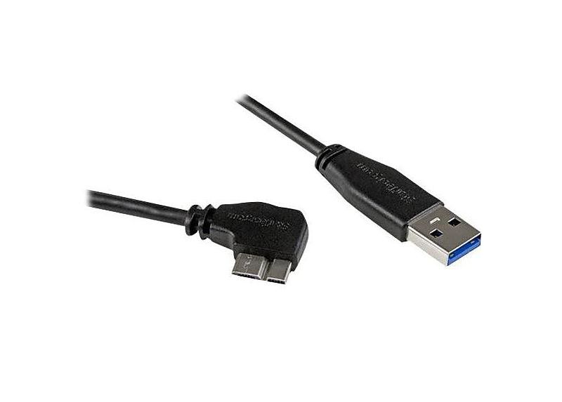StarTech 2m 6 ft Slim Micro USB 3.0 Cable - M/M - USB 3.0 A to Right-Angle Micr USB3AU2MRS