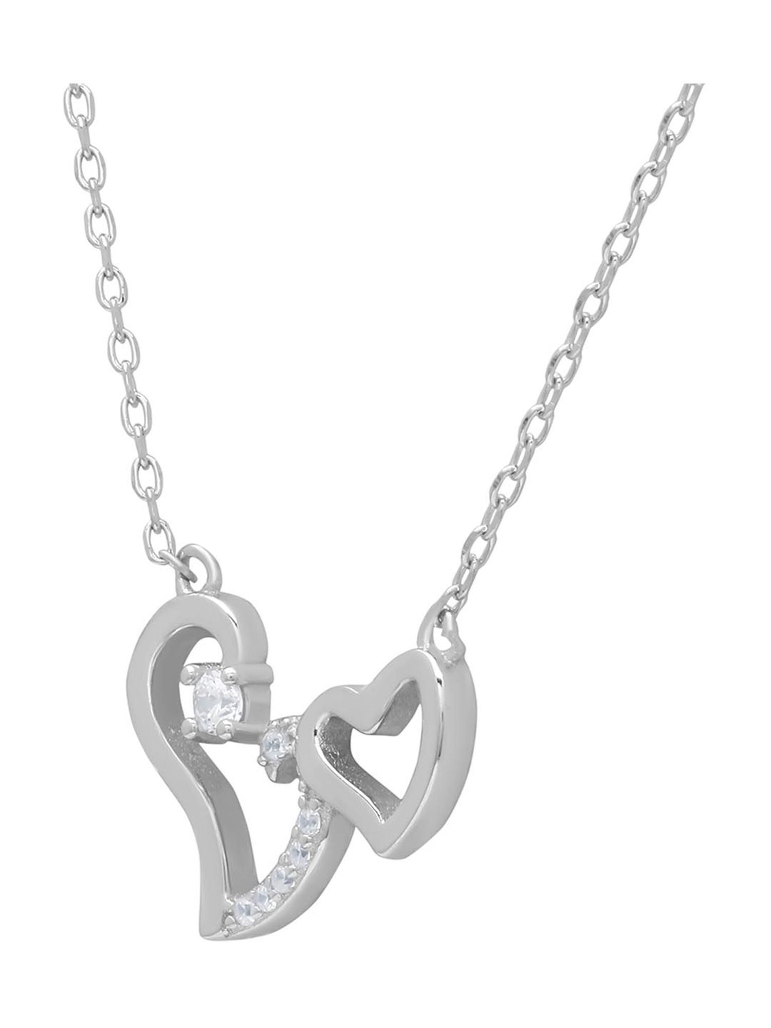 Anayra 92.5 Sterling Silver Heart Pendant with Chain for Women