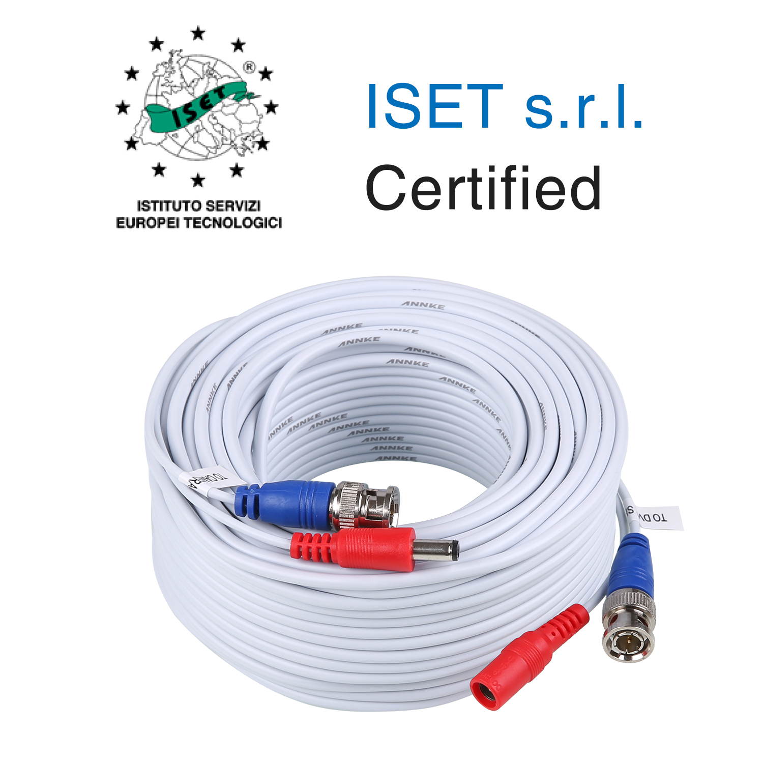 ANNKE (4) 30M/ 100ft All-in-One BNC Video Power Cables, BNC Extension Wire Cord for CCTV Camera DVR Security System (4-Pack, White)