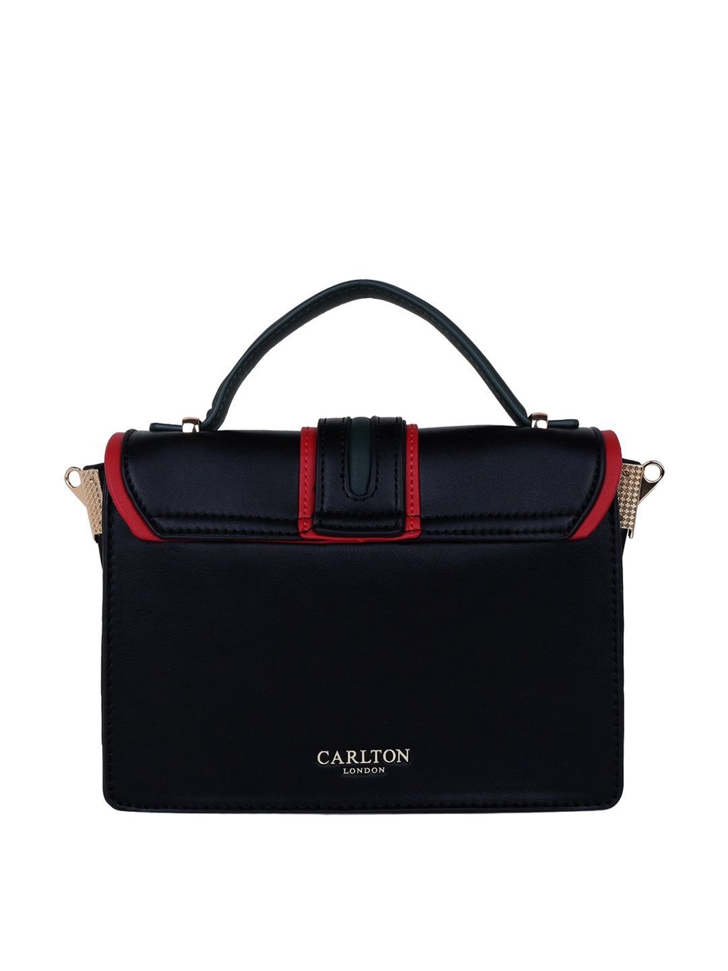 Carlton London Black Solid Medium Satchel Handbag