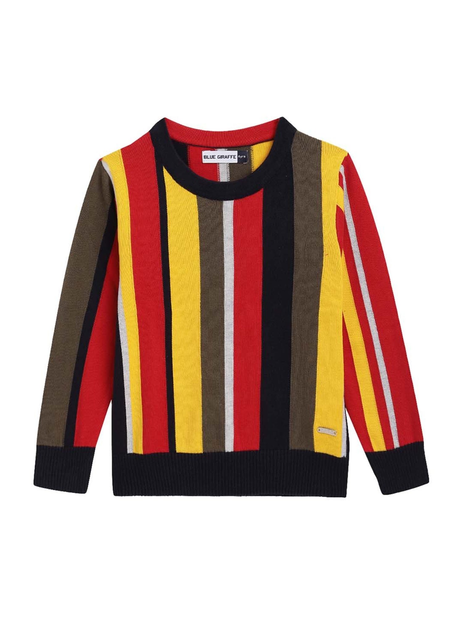 Blue Giraffe Kids Multicolor Cotton Color Block Pattern Sweater