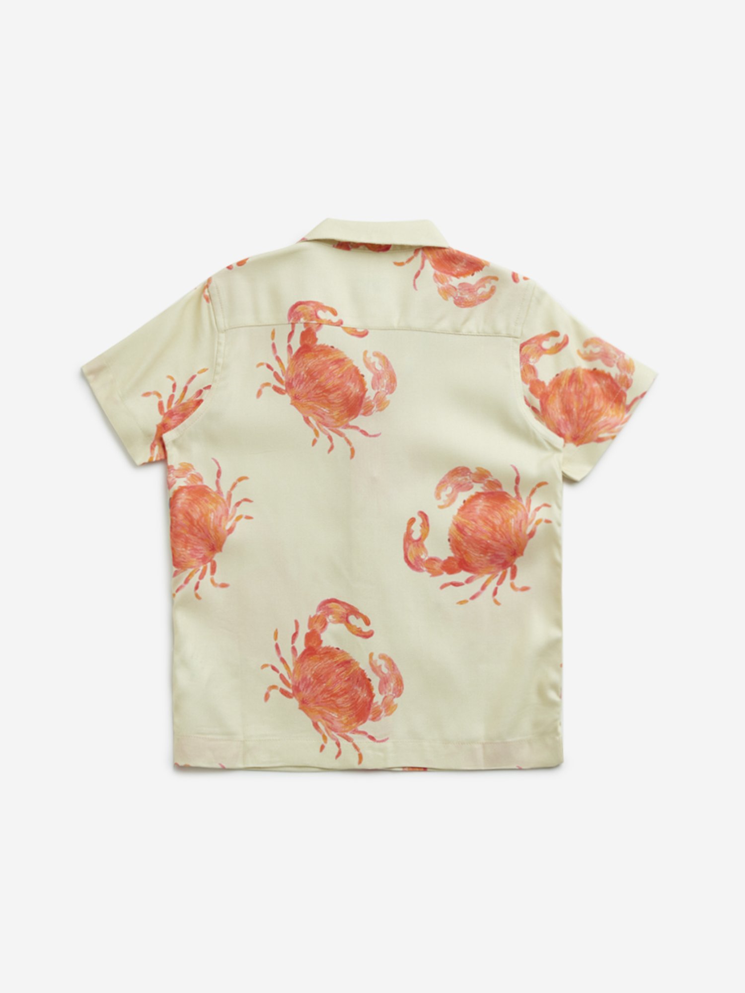 HOP Boys by Westside Peach & Yellow Crab Printed Shirt