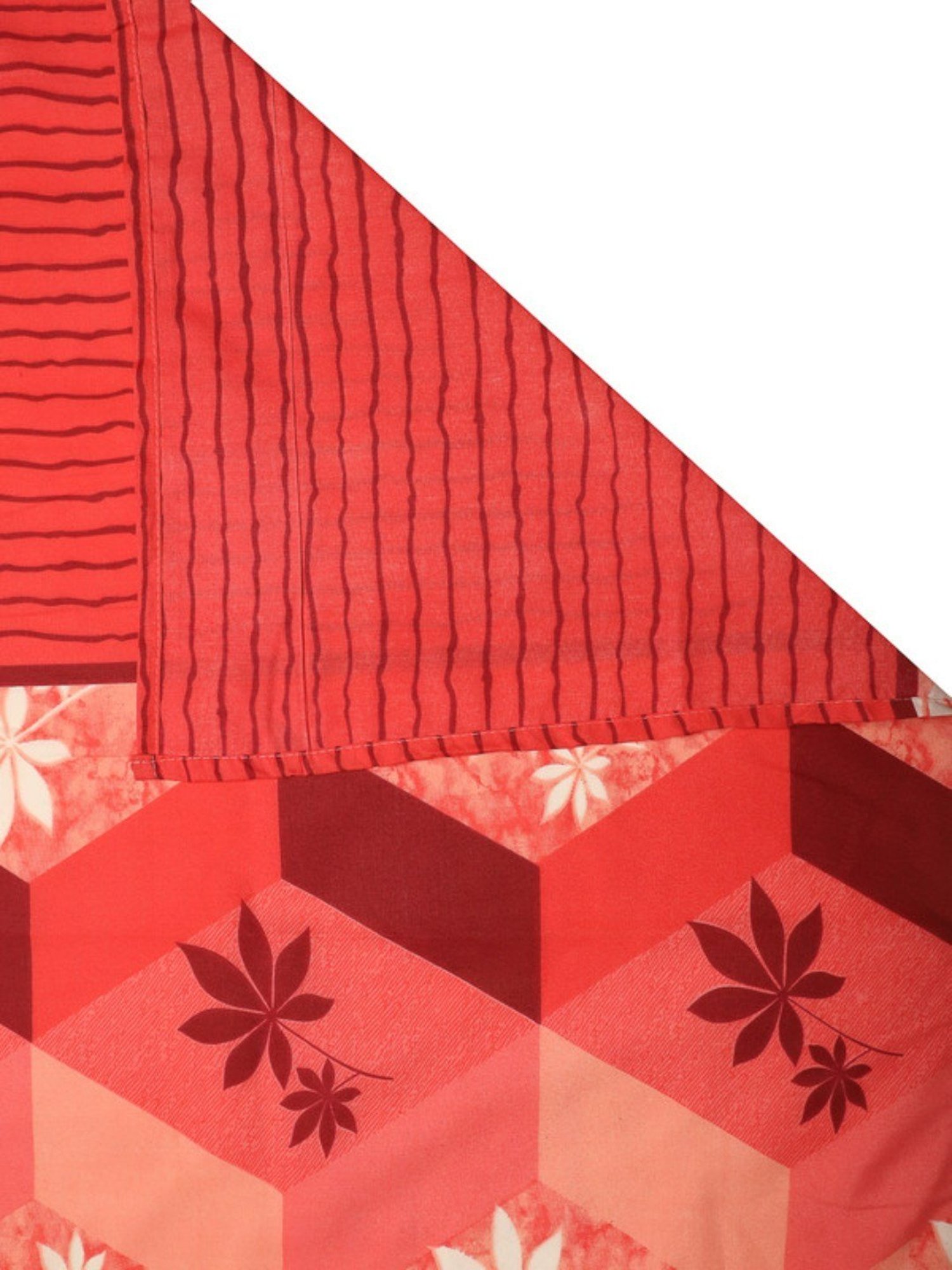 Dhrohar Printed Orange & Brown Cotton 180 TC Double Bedsheet with 2 Pillow covers