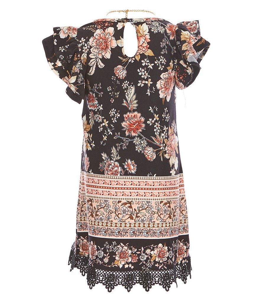 Rare Editions Little Girls 4-6X Flutter-Sleeve Border-Printed Shift Dress
