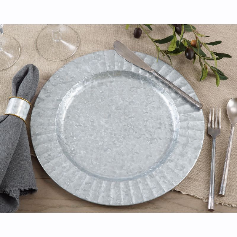 Saro Lifestyle Metal Charger Plates With Ruffled Galvanized Design (set of 4 pcs)
