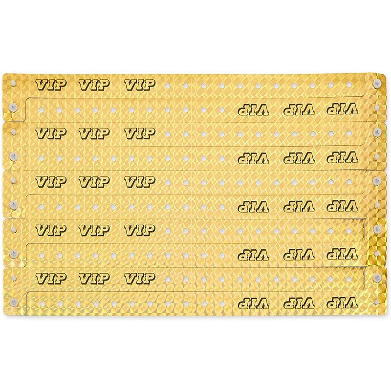 Okuna Outpost 100 Pack VIP Wristbands, Gold Bracelets for Events (9.75 x 0.65 in)