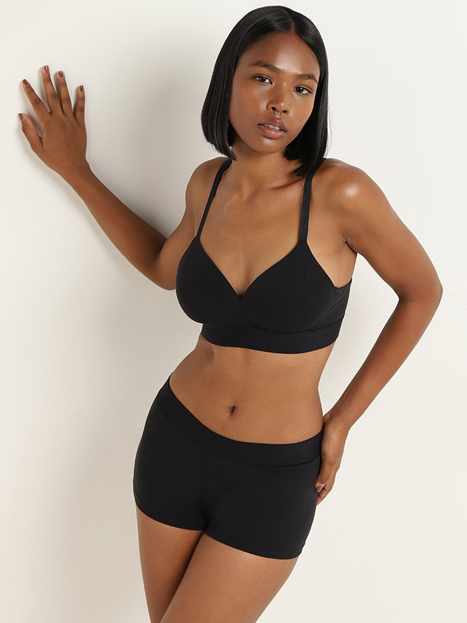 Superstar by Westside Black Padded Non-Wired Cotton Blend Bra