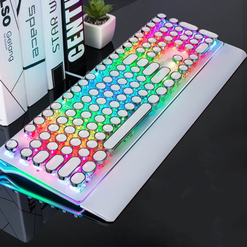 Royal Kludge RKS108 Retro Punk Version RGB Backlit USB Wired Mechanical Gaming Keyboard, N-key Rollover