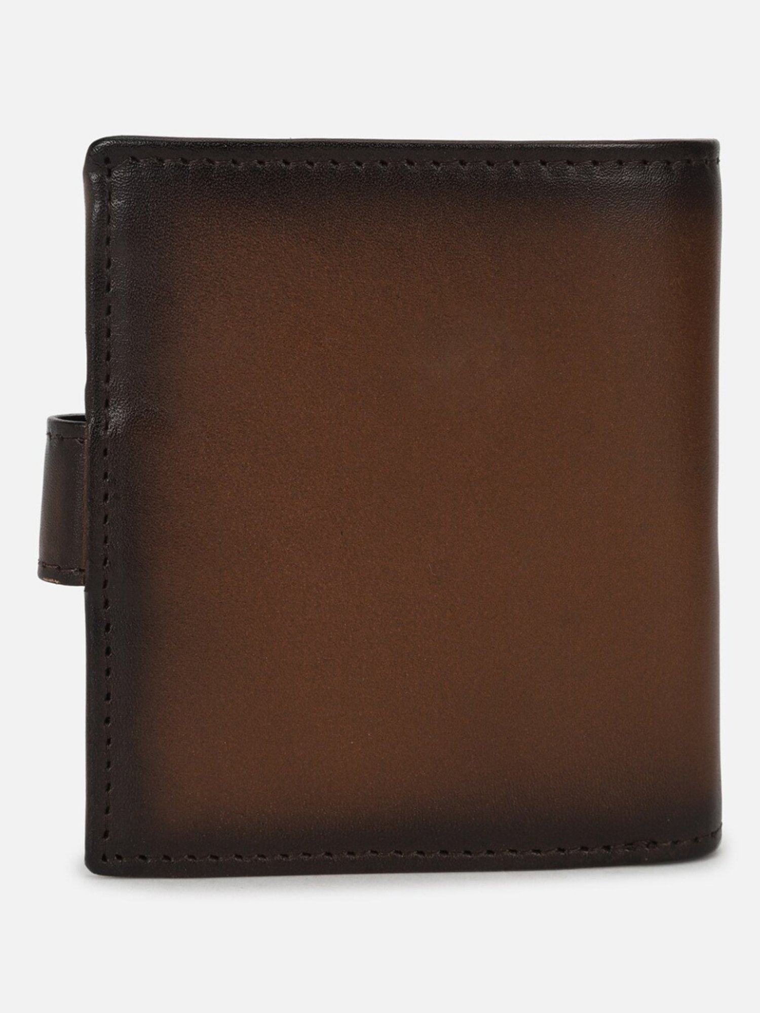 Louis Philippe Brown Leather Solid Bi-Fold Wallet