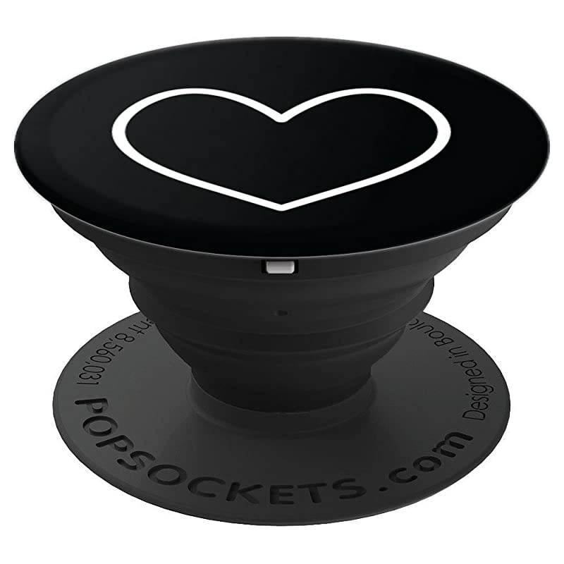 Heart On Black Simple Cute Design PopSockets PopGrip: Swappable Grip for Phones & Tablets