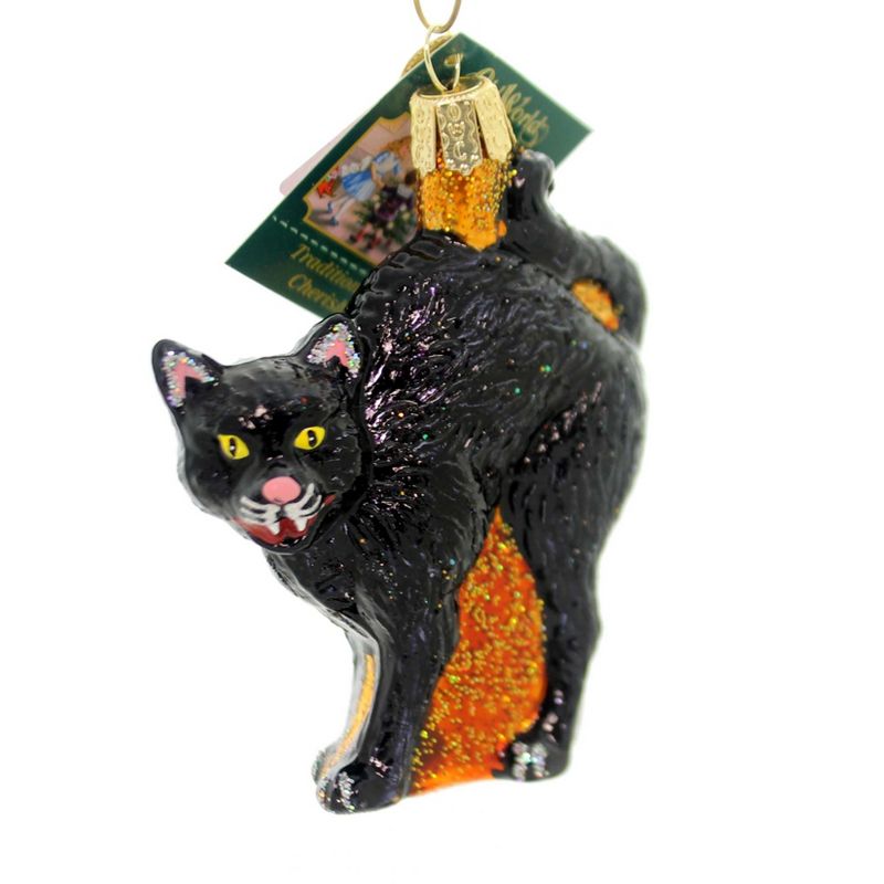 Old World Christmas 3.75" Scaredy Cat Halloween Black Spooky  -  Tree Ornaments