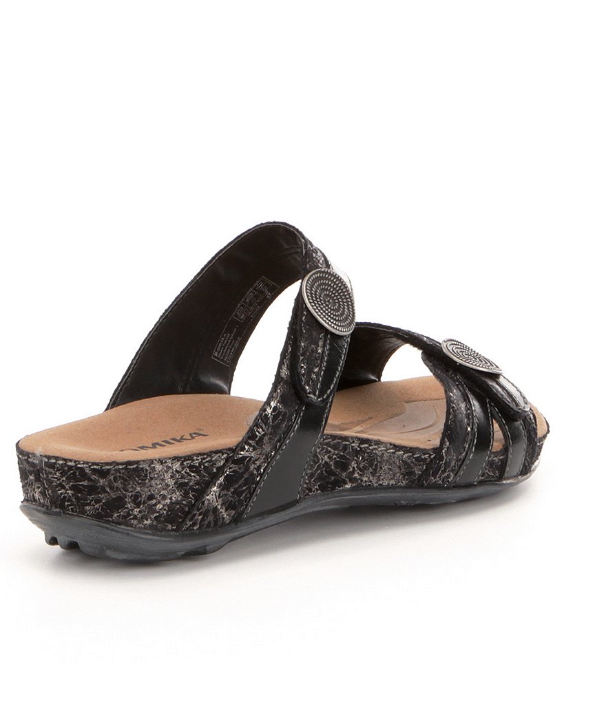 Romika Fidschi 22 Banded Snake Print Leather Slide Sandals