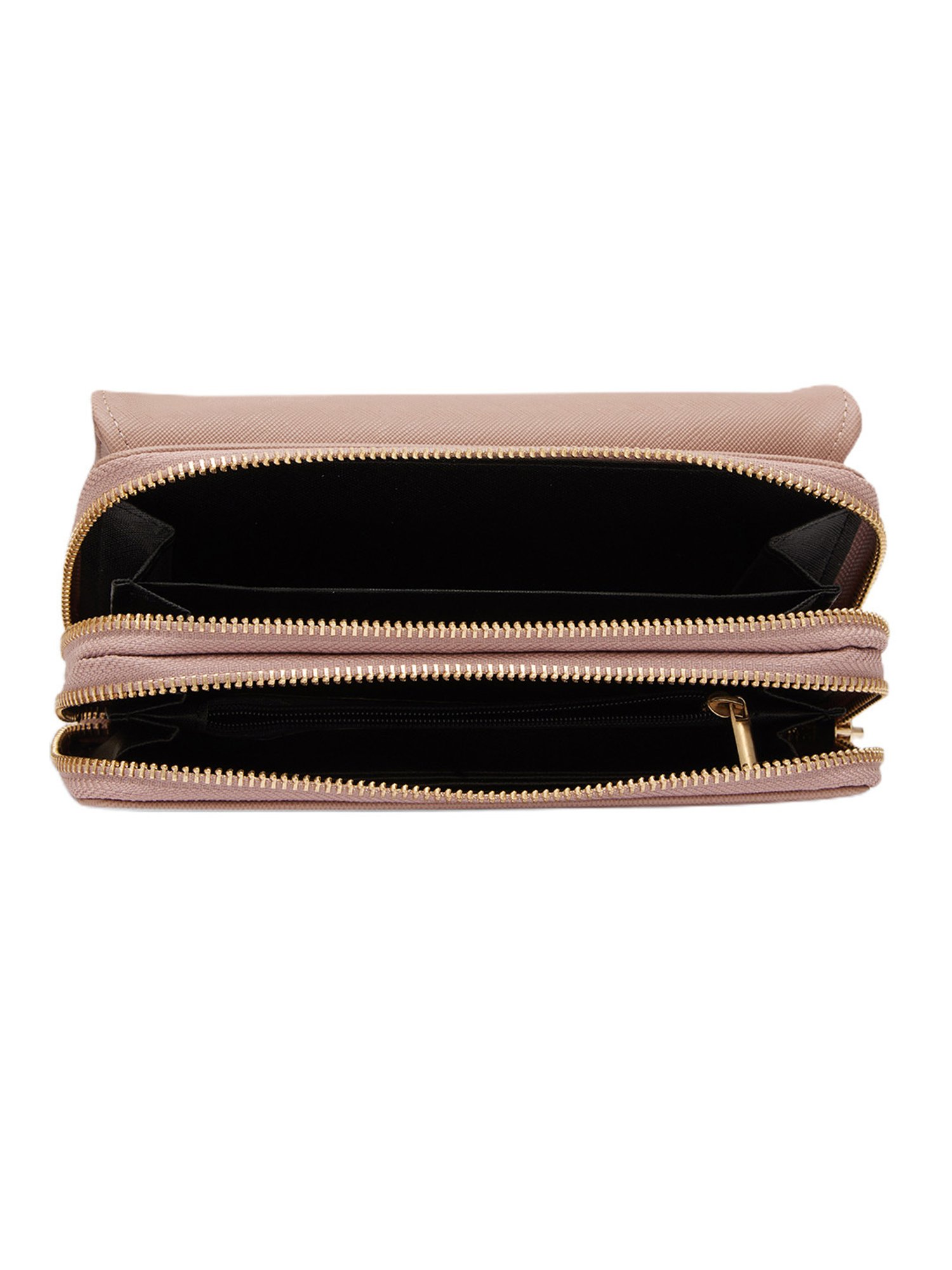 Globus Women Taupe Solid Vegan Leather Envelope Wallet with Wrist Loop