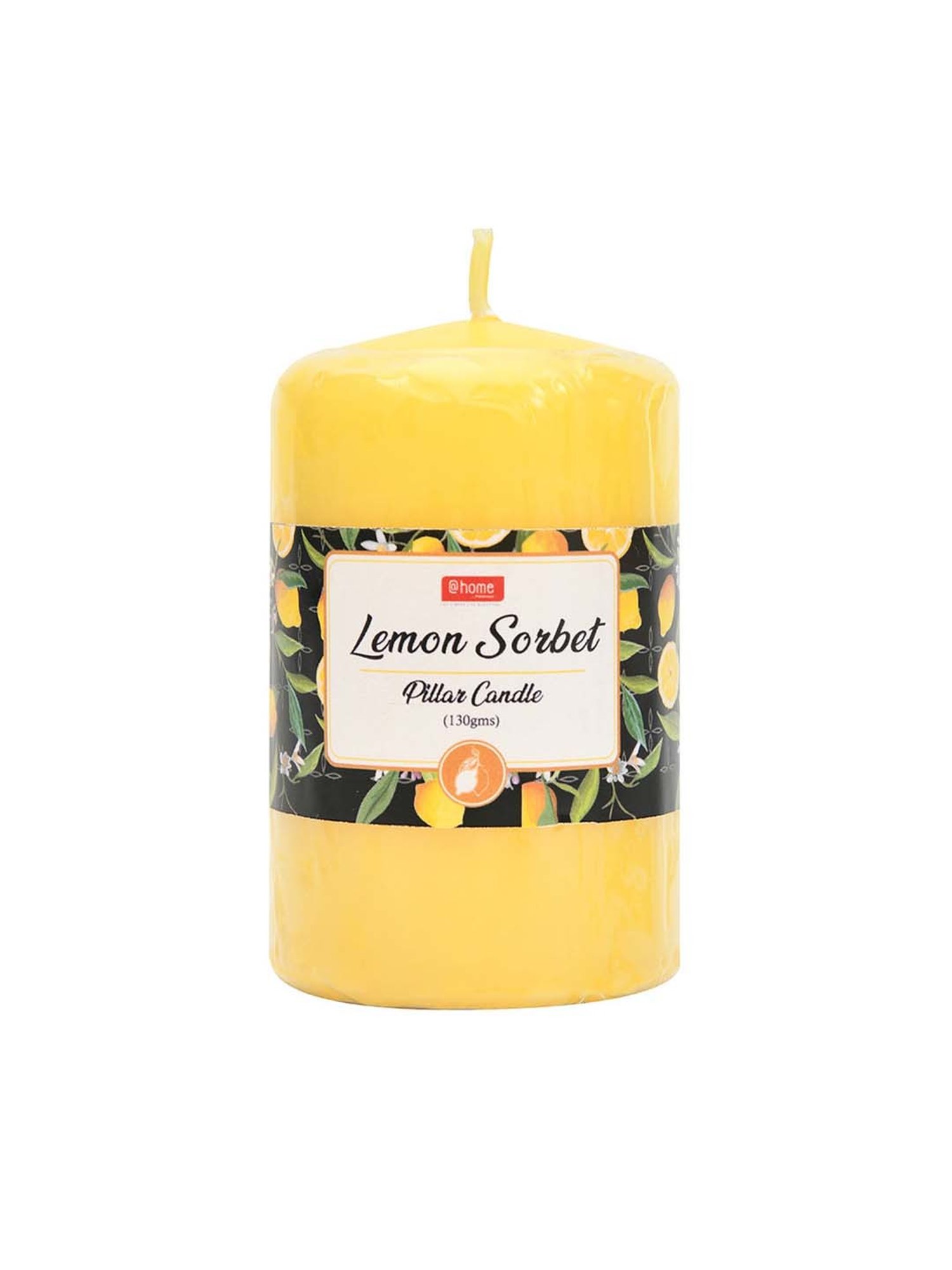 @home Yellow Lemon Sorbet Pillar Candle