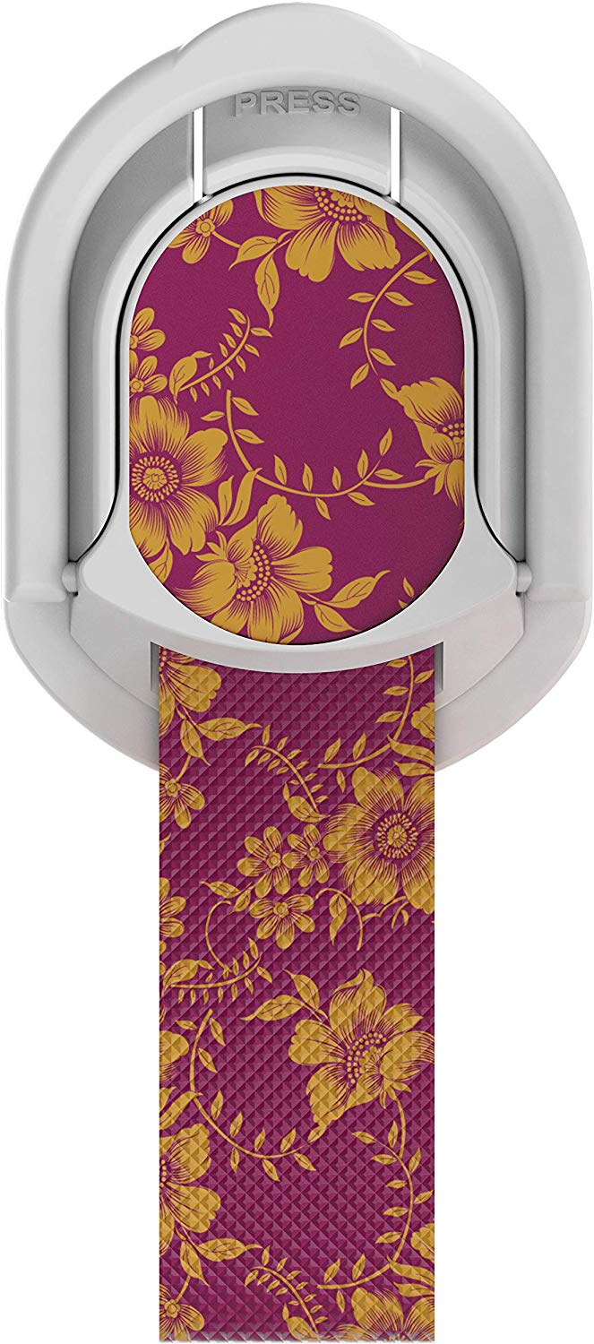 Ghostek Loop Phone Ring Holder Strap with Stand and Smartphone Car Holder Magnet Cute iPhone Grips for Women Perfect for Taking Selfies Removable for Wireless Charging Compatible - (Floral Fuchsia)