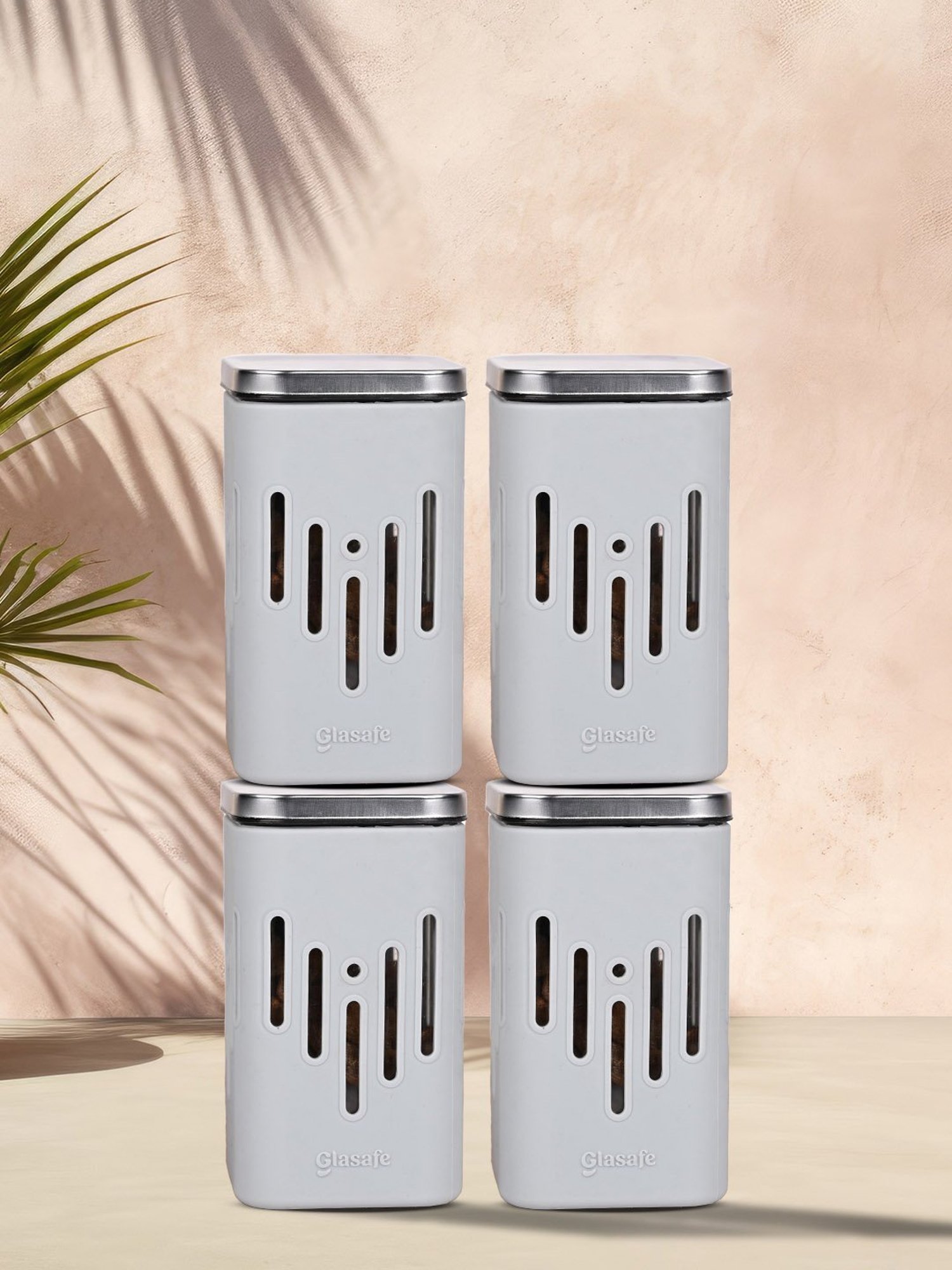 Glasafe 'O' Grip Slate Grey Borosilicate Containers - Set of 4 (250ml)