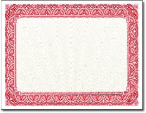 28lb red border certificates  100 certificates