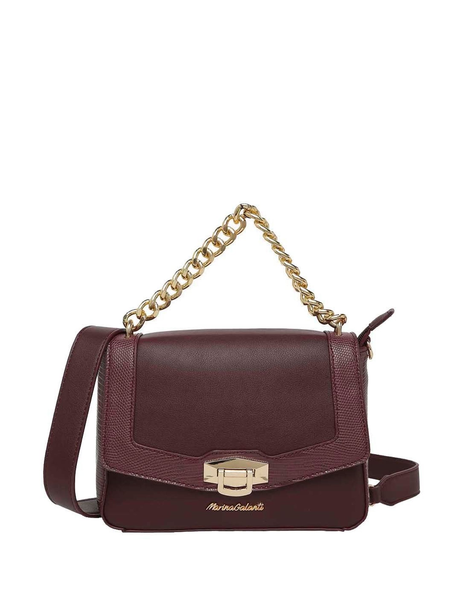 Marina Galanti Maroon Solid Medium Satchel Handbag
