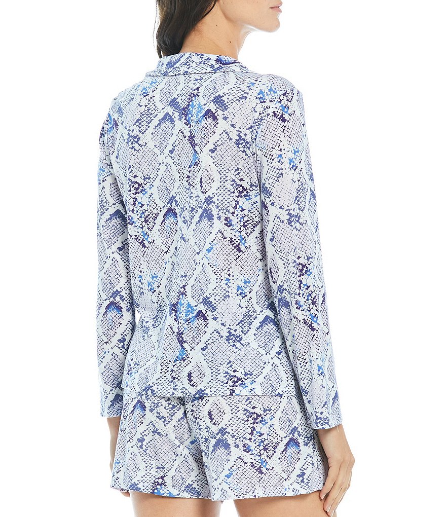 VAN WINKLE & CO. Animal Print Knit Button Front Coordinating Sleep Top