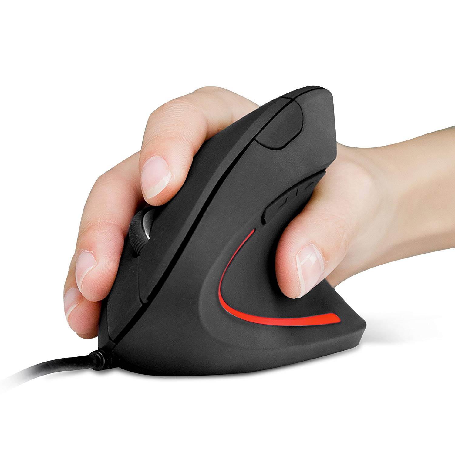Black 2.4G Wireless Vertical Ergonomic Optical Mouse, 800 / 1200 /1600 DPI, 5 Buttons for Laptop, Desktop, PC, Macbook