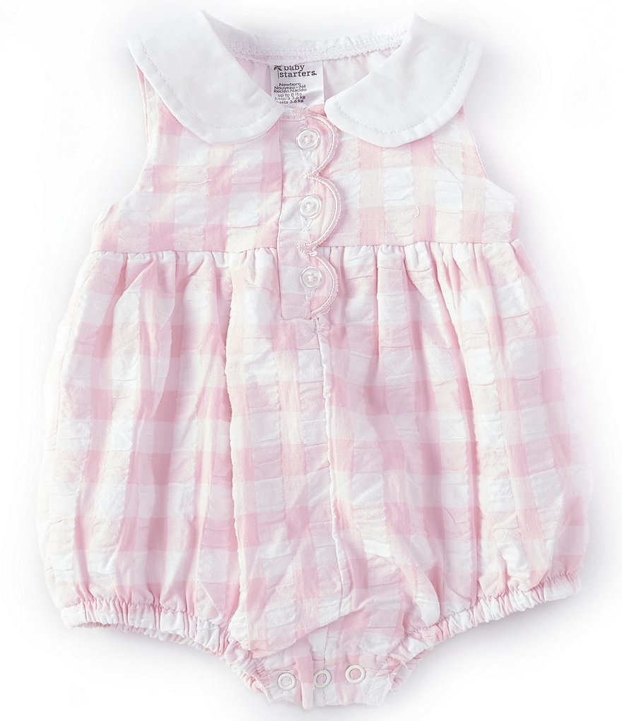 Baby Starters Baby Girls Newborn-9 Months Peter-Pan Gingham Poplin Bodysuit