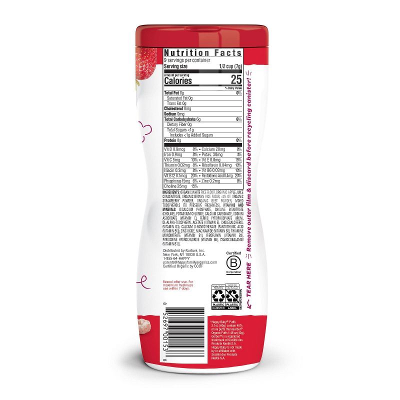 HappyBaby Strawberry & Beet Superfood Baby Puffs - 2.1oz