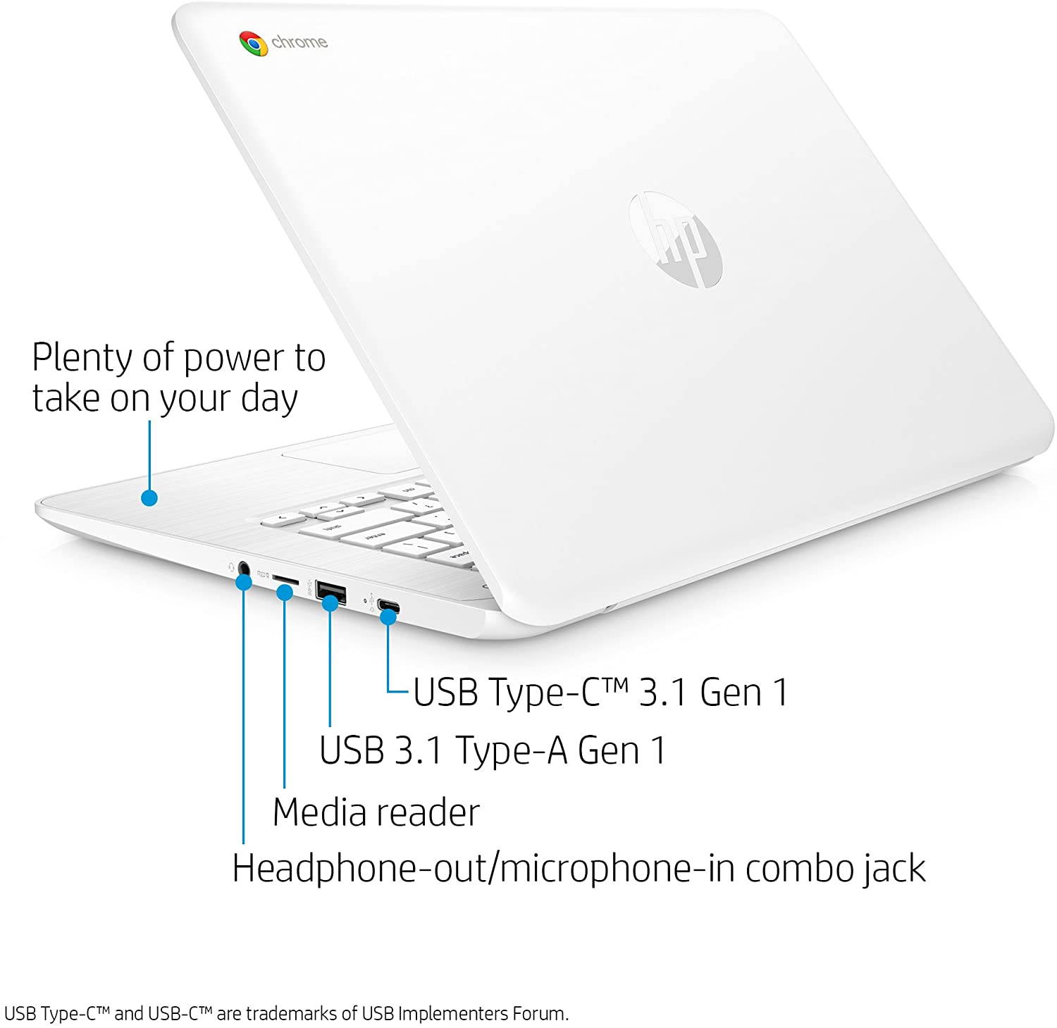 HP 14-ca092wm Chromebook 14" FHD N3350 4GB RAM 32GB eMMC 1.1GHz Chrome OS White