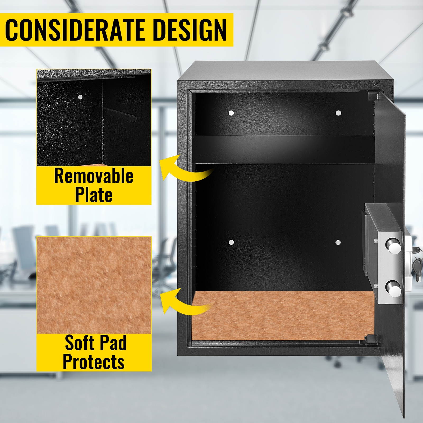 VEVOR Security Safe 2 Cubic Feet Electronic Safe Box with Electronic Code Lock Digital Safe Box with Two Override Keys Safes Electronic Carbon Steel Material Money Safe for Home, Hotels and Offices