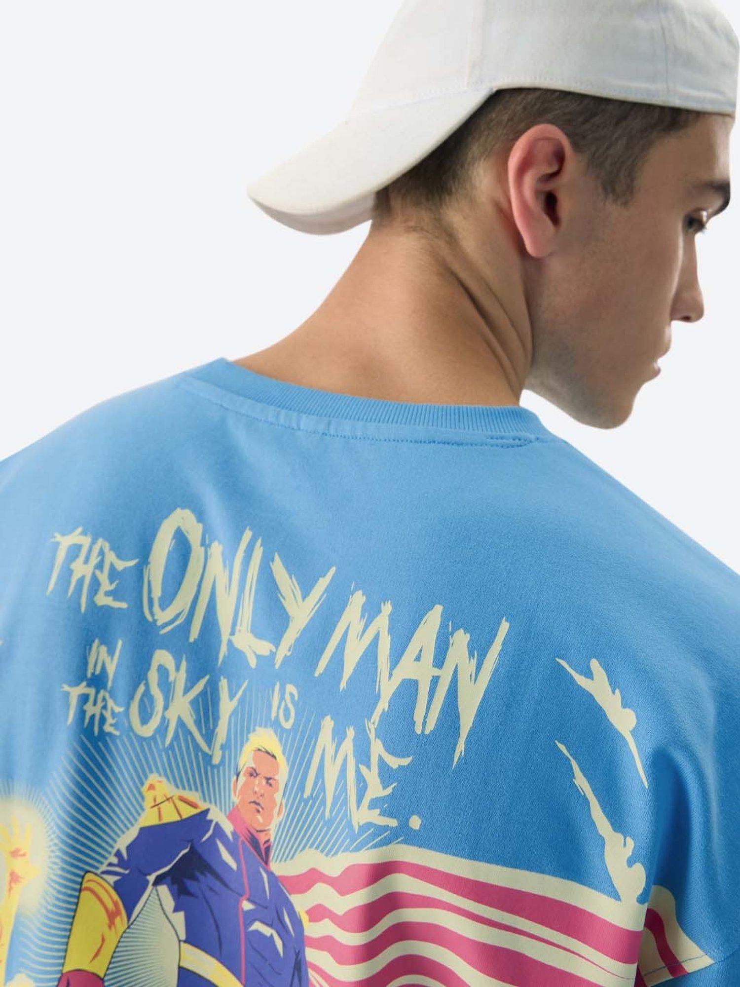 The Souled Store Blue Boxy Fit The Boys Graphic Oversized T-Shirt