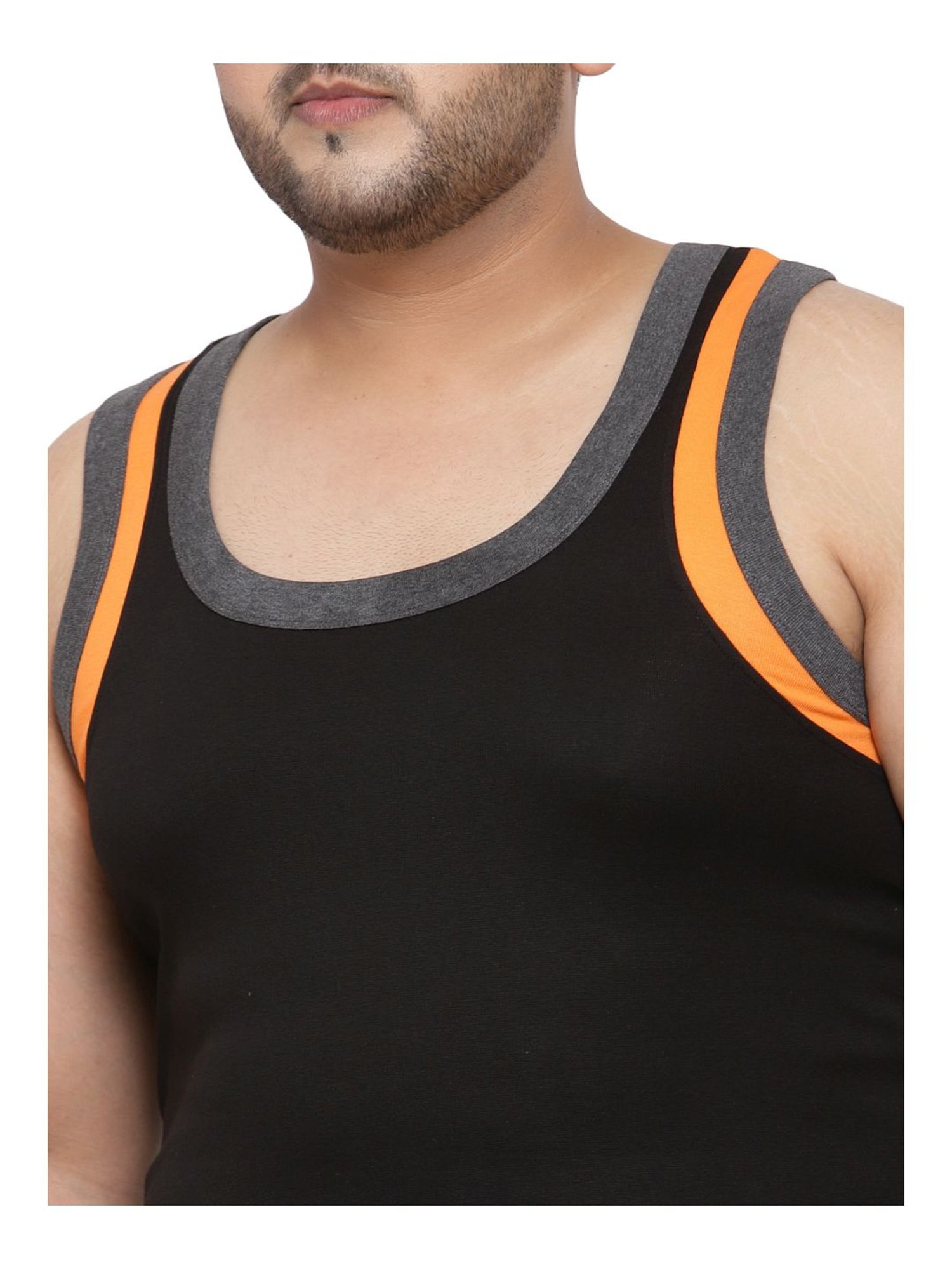 Melon by PlusS Black Cotton Regular Fit Vest