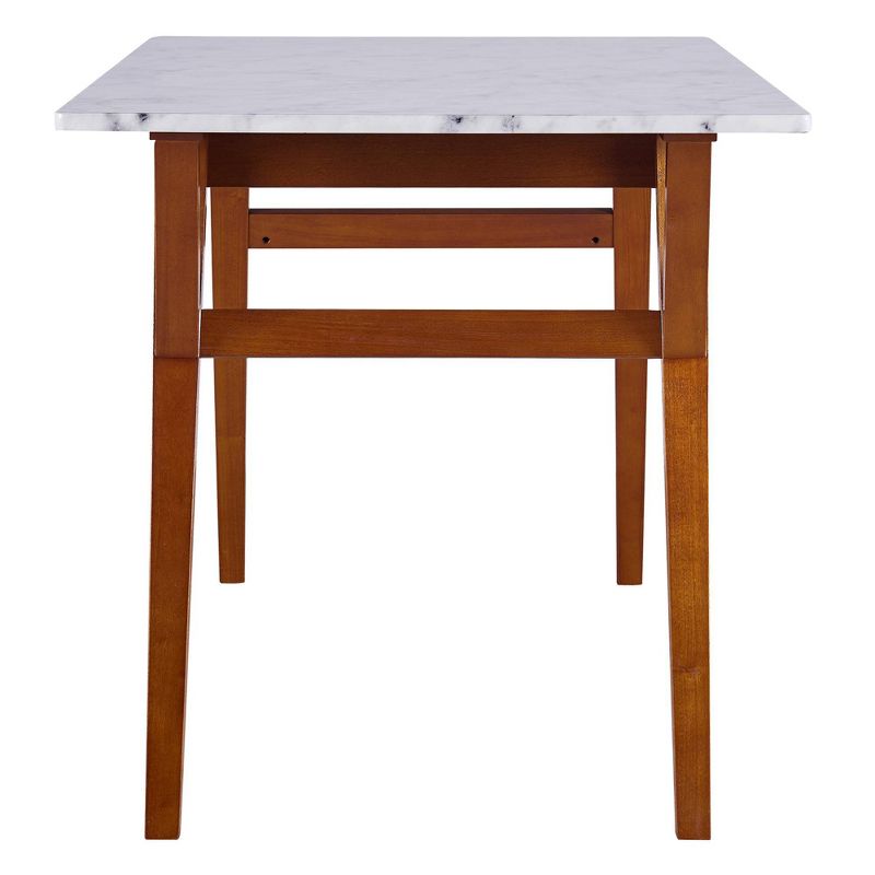 Ashton Rectangular Dining Table with Faux Marble Top Solid Wood Leg Walnut Finish - Versanora