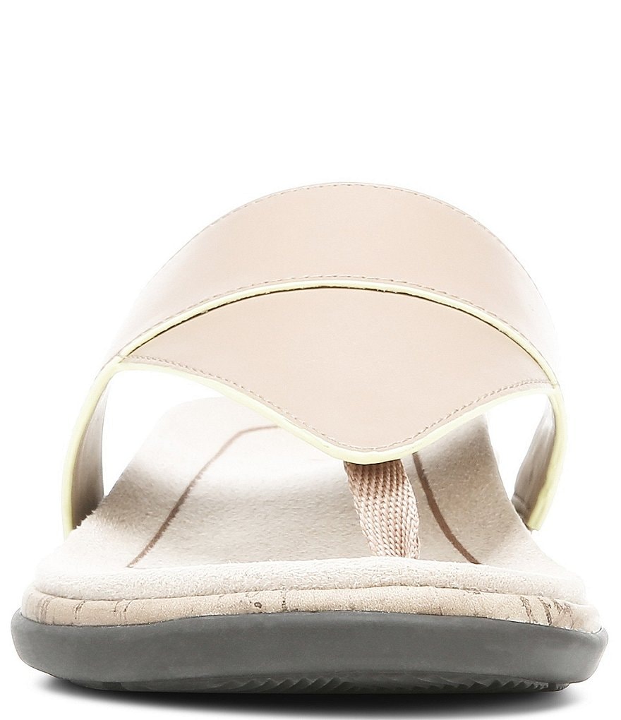 Vionic Jillian Leather Cork Wedge Thong Sandals